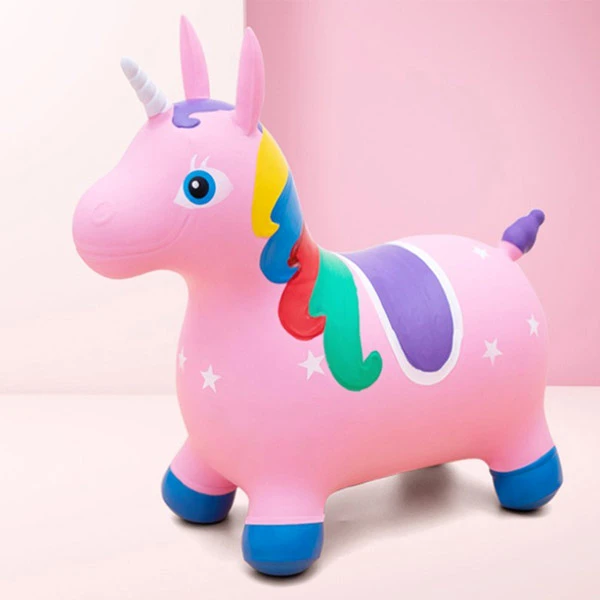 عکس شماره 4 : عروسک بادی مدل پرشی اسب شاخ دار یونیکورن