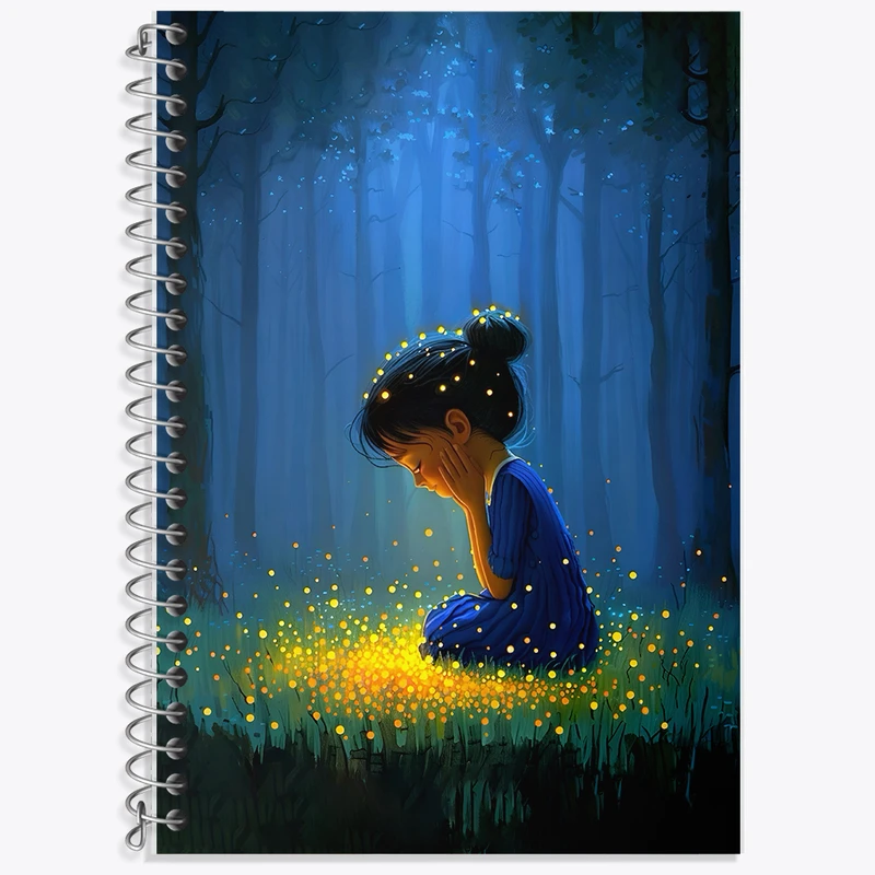 دفتر لغت 50 برگ خندالو طرح دختر و کرم های شب تاب کد F8232