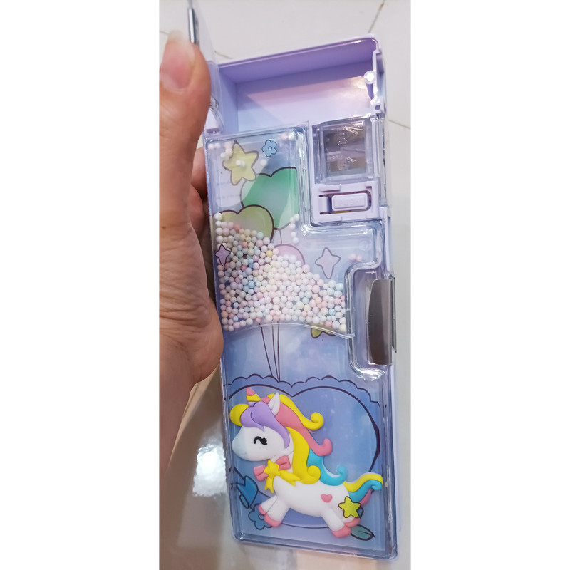 جامدادی مدل کتابی اسکوییشی دار دونه برفی طرح یونیکورن کد 03