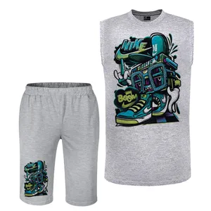 ست تاپ و شلوارک مردانه مدل  B39 رنگ طوسی