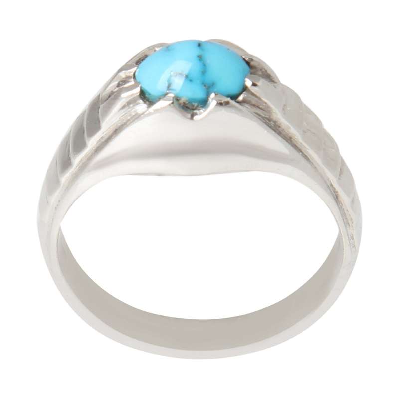 انگشتر نقره مردانه بازرگانی میلادی مدل سنگ فیروزه نیشابور رکاب دست ساز کد AM_2298