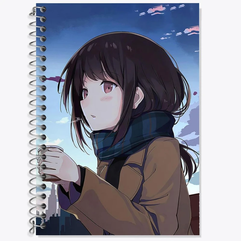 دفتر زبان 50 برگ خندالو مدل سه خط طرح دختر انیمه ای کد 18067