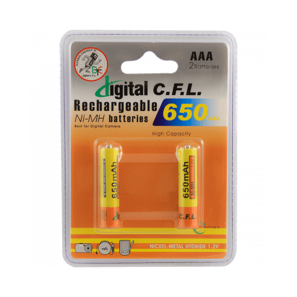 باتری نیم قلمی قابل شارژ دیجیتال سی اف ال مدل C650 بسته دو عددی