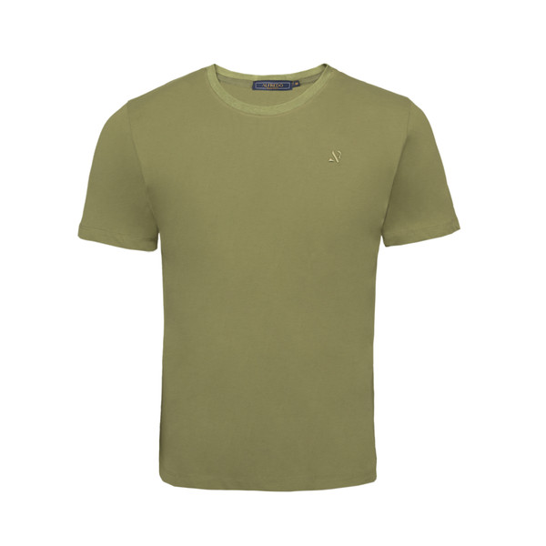 تی شرت آستین کوتاه مردانه الفردو مدل یقه گرد پنبه یک رو 2620203 رنگ سدری