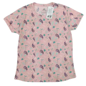 تی شرت آستین کوتاه زنانه اچ اند ام مدل نخ پنبه طرح پر