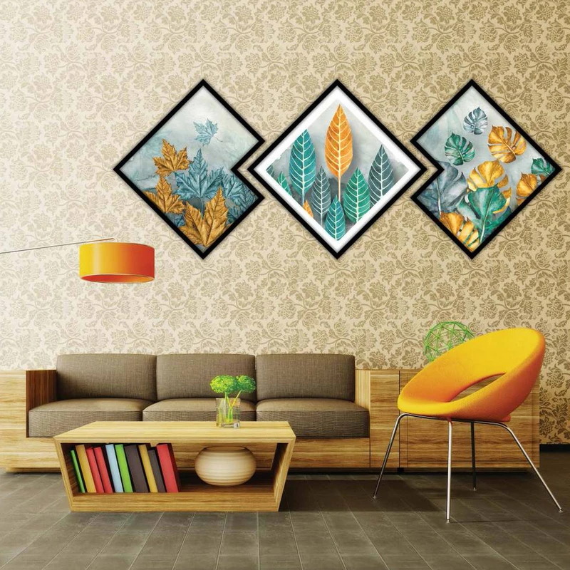 تابلو بکلیت طرح مدرن برگ انجیری مدل شاین اکلیلی B-1949 مجموعه 3 عددی