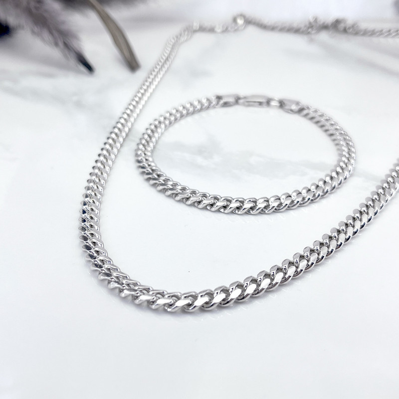 نیم ست نقره مردانه مدل آینه ای