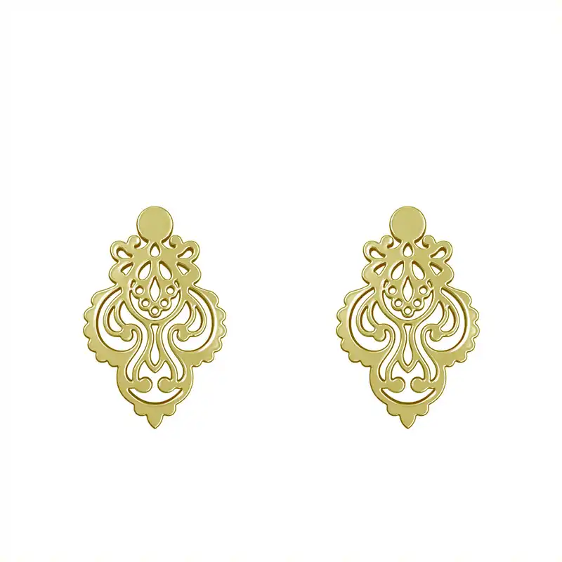 گوشواره طلا 18 عیار زنانه مدوپد مدل هندسی کد GA1-15190