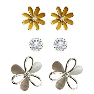 گوشواره زنانه مدل گل مجموعه 3 عددی