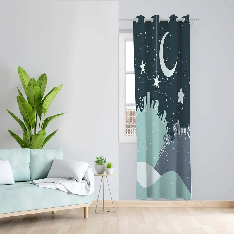 پرده طرح شب مدل مخمل پانچی کد 5443 z سایز 140x200 سانتی متر