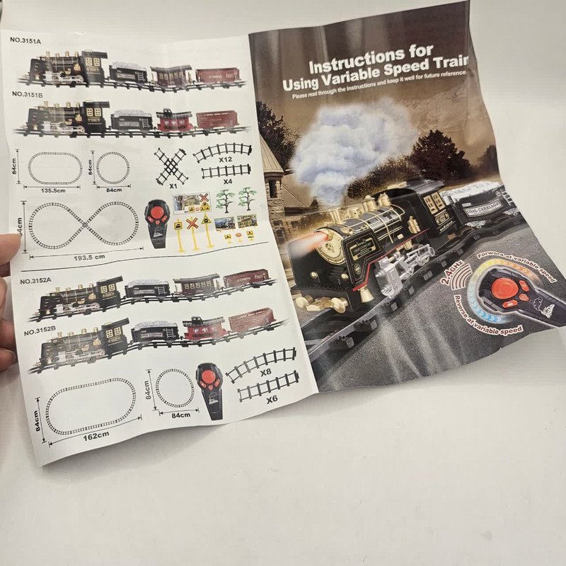 قطار بازی کنترلی ناب سل مدل 22 تکه کلاسیک دودزا چراغدار موزیکال کد 22PCS CLASSICAL TRAIN 2.4GHZ SMOKE LIGHT  SOUND R/C CONTROL به همراه پیچ گوشتی و صدای قطار واقعی قطار