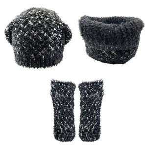 ست کلاه و شال گردن و ساق دست بافتنی بچگانه تارتن مدل 15038