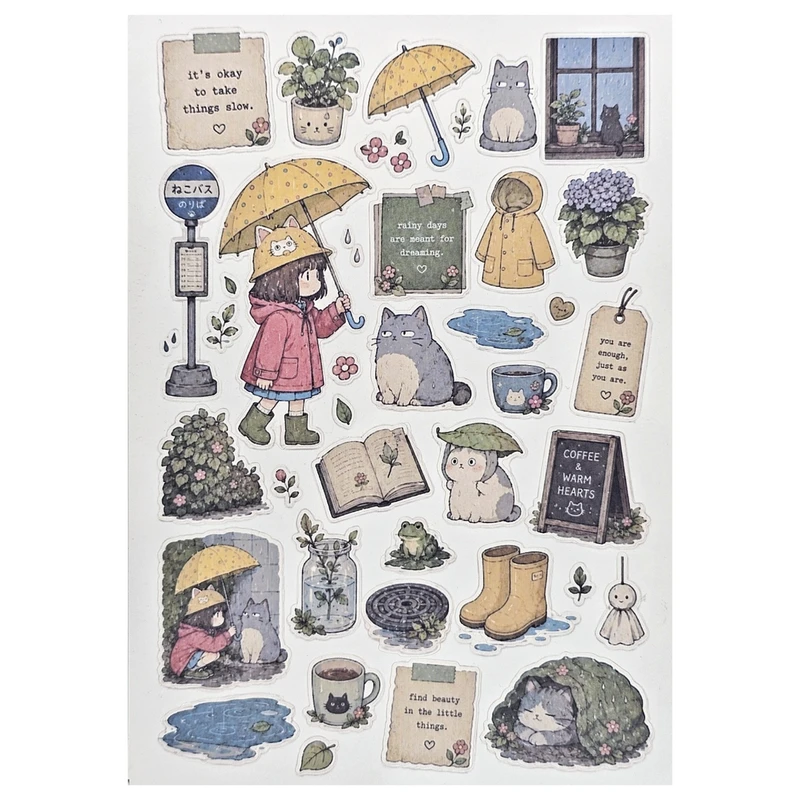 برچسب طرح برش خورده مدل Japan Rain A5