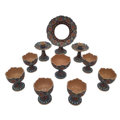  مجموعه ظروف هفت سین 10 پارچه مدل میناکاری کد 1178