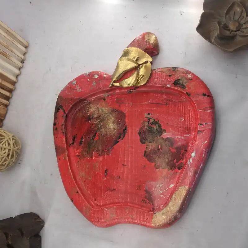 ظرف سرو سنگی طرح یلدایی مدل ماربل پتینه  کد 2111 به همراه جاشمعی مجموعه 3 عددی