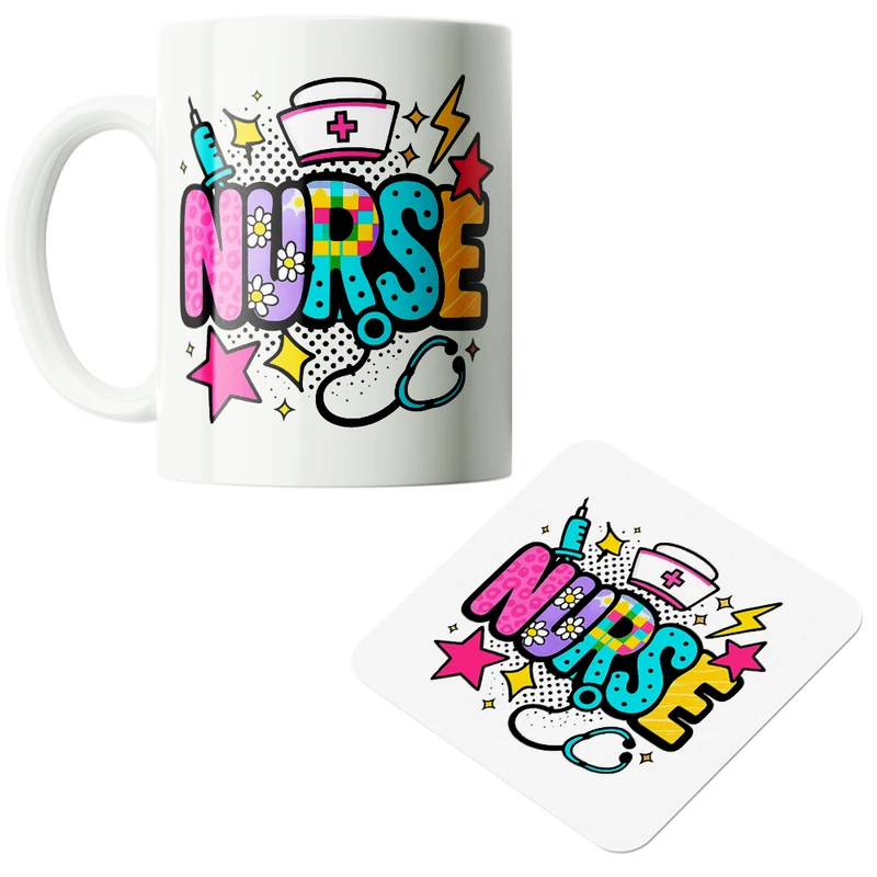 ماگ پاد آفرین مدل پرستاری روز پرستار کادر درمان بیمارستان کد PZ171 به همراه زیرلیوانی