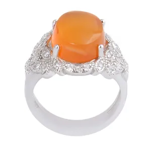 انگشتر نقره زنانه بازرگانی میلادی مدل سنگ عقیق کد AWR_1057