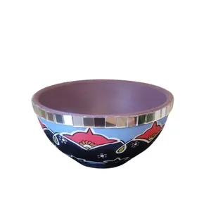 کاسه سفالی طرح سنتی مدل آینه کاری 