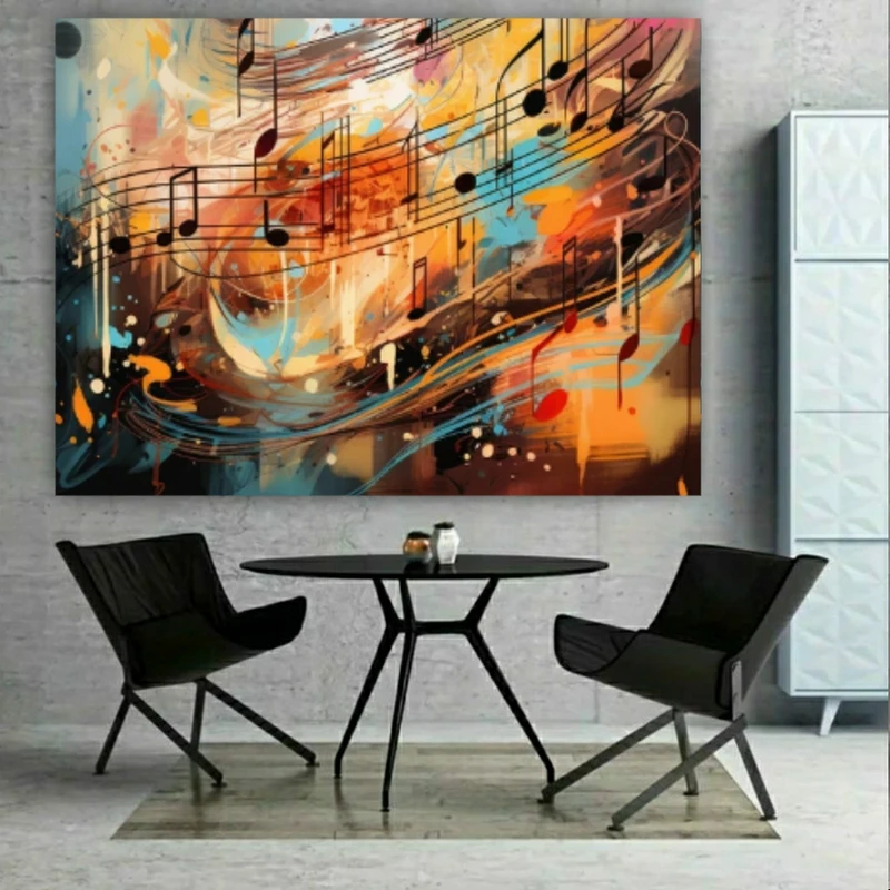 پوستر دیواری طرح نت موسیقی مدل رنگارنگ کد BK23388