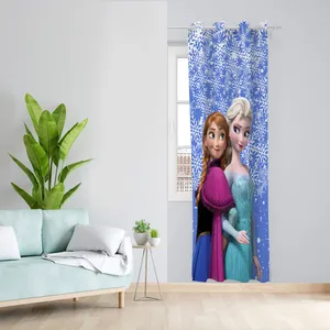  پرده مدل اتاق کودک مخمل پانچی طرح کارتون فروزن کد 4465 سایز 140x280 سانتی متر