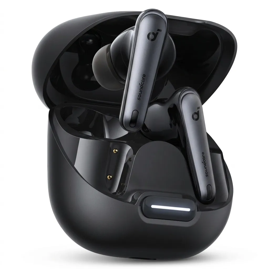 هدفون بلوتوثی انکر مدل Soundcore Liberty 4 NC با نویز کنسلینگ فعال (ANC)، درگاه شارژ USB Type-C، پشتیبانی از فرمان لمسی، مقاوم در برابر پاشش آب