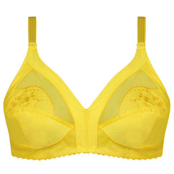 سوتین زنانه ماییلدا مدل بدون فنر گیپور گلدار کد 5056 رنگ زرد