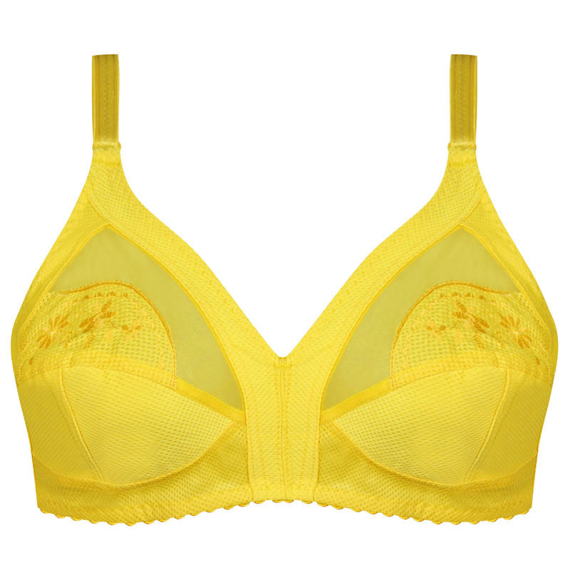 سوتین زنانه ماییلدا مدل بدون فنر گیپور گلدار کد 5056 رنگ زرد