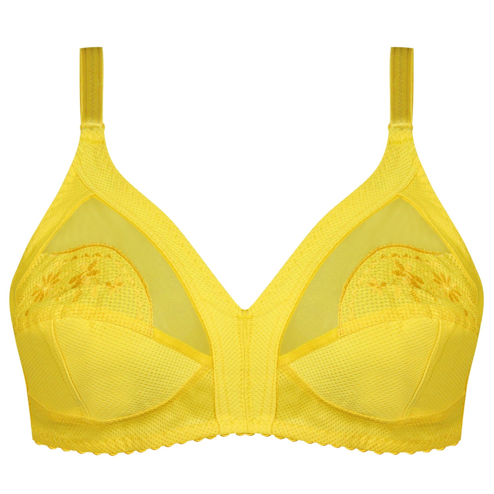 سوتین زنانه ماییلدا مدل بدون فنر گیپور گلدار کد 5056 رنگ زرد -  - 2