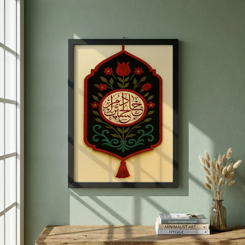 تابلو طرح خادم الحسین مدل G14190 فریم مشکی