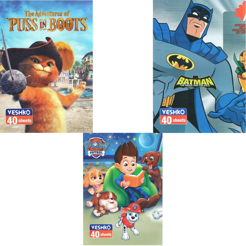 دفتر مشق 40 برگ وشکو طرح فانتزی کد 1041 بسته 3 عددی