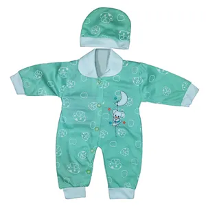 ست سرهمی و کلاه نوزادی مدل گلدوزی رنگ سبز