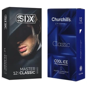 کاندوم چرچیلز مدل Cool Ice بسته 12 عددی به همراه کاندوم سیکس مدل کلاسیک بسته 12 عددی