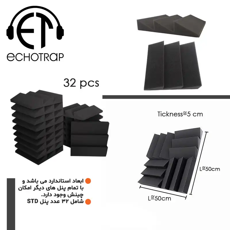 پنل آکوستیک اکوترپ مدل اکوستیک STD.5.25.25 بسته 32 عددی
