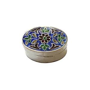 جعبه جواهرات نقره مدل مینا کاری کد 08