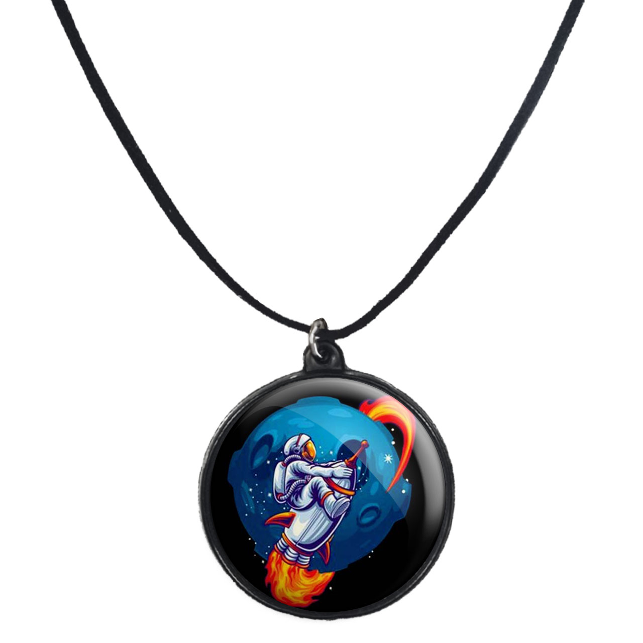 گردنبند پرمانه طرح فضانورد کد pmb.10410 مدل دو طرفه