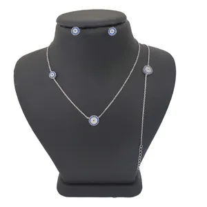 نیم ست نقره زنانه ترمه ۱ مدل چشم نظر کد S 0001