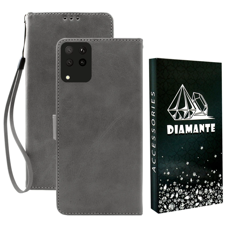 کیف کلاسوری دیامانته مدل Gray bk مناسب برای گوشی موبایل هوآوی nova 7i به همراه بند آویز
