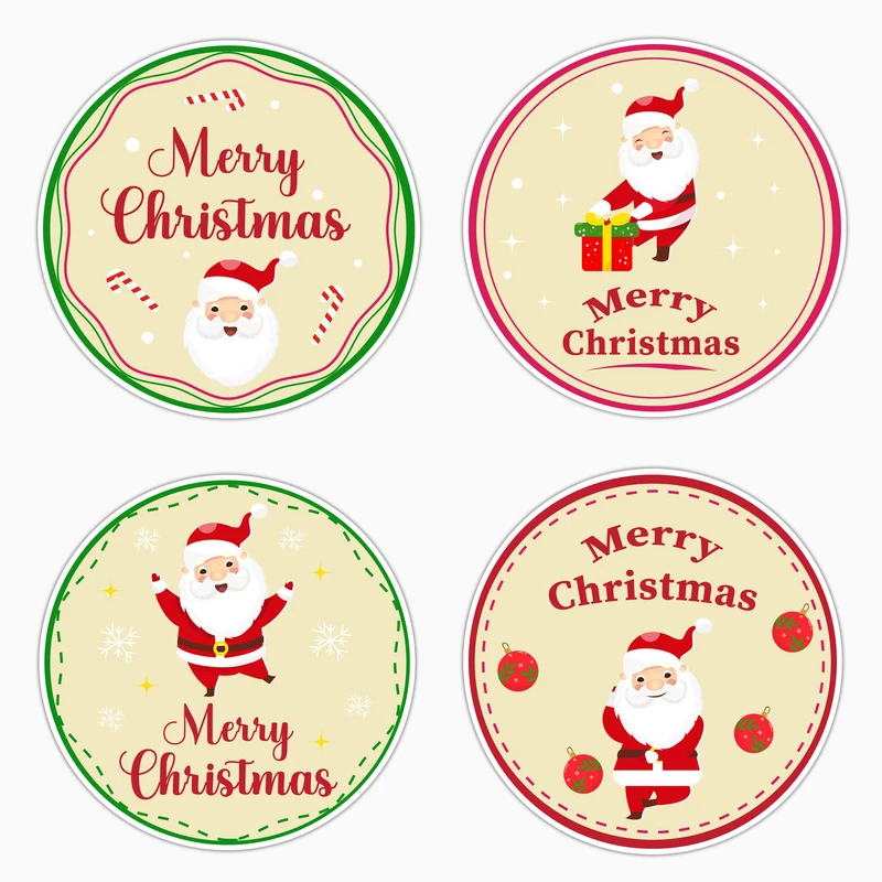 استیکر لپ تاپ و موبایل بووم طرح لیبل کریسمس کد MD13 مجموعه 4 عددی