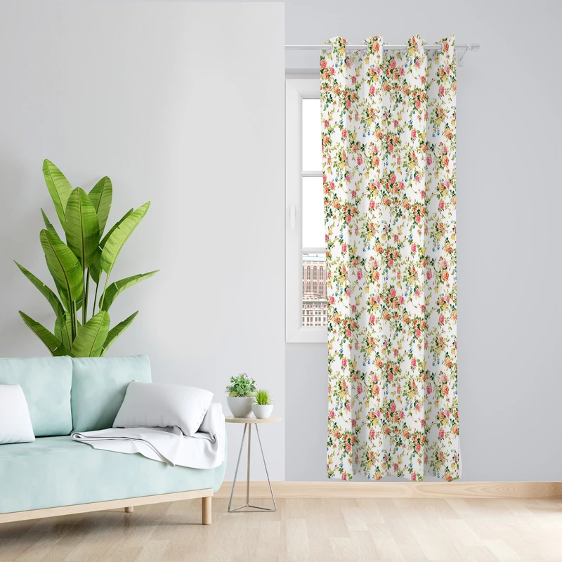 پرده طرح گل ریز مدل مخمل پانچی کد L 424 Z سایز 140x200 سانتی متر