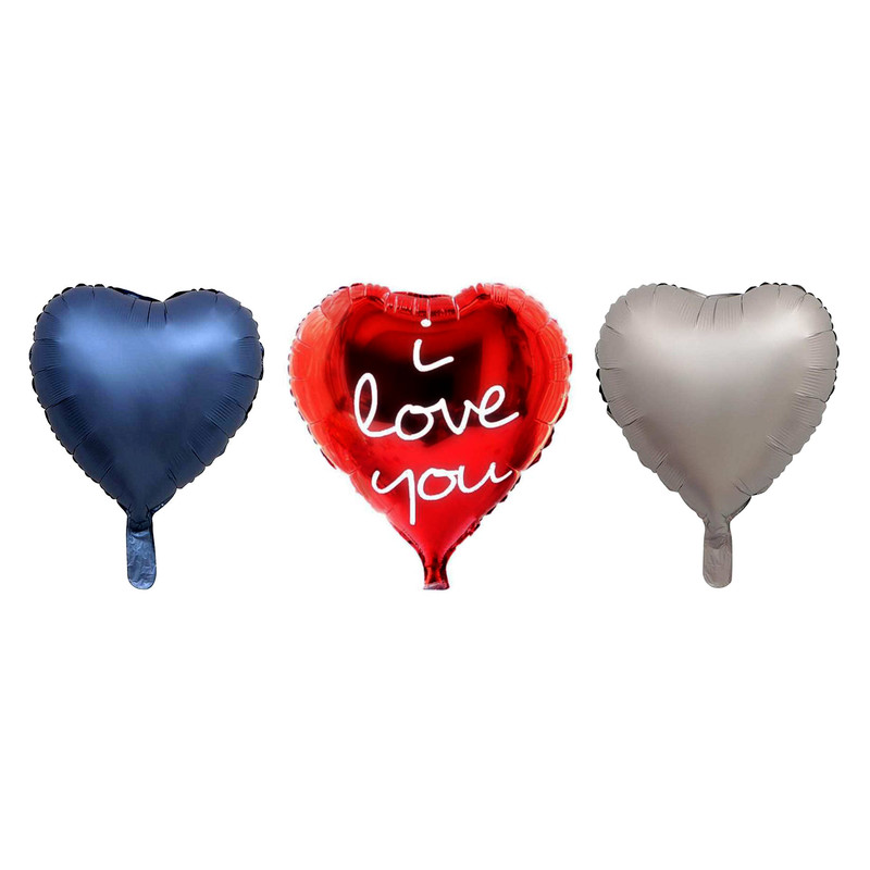 بادکنک فویلی طرح قلب مدل LOVE-chrome  مجموعه سه عددی