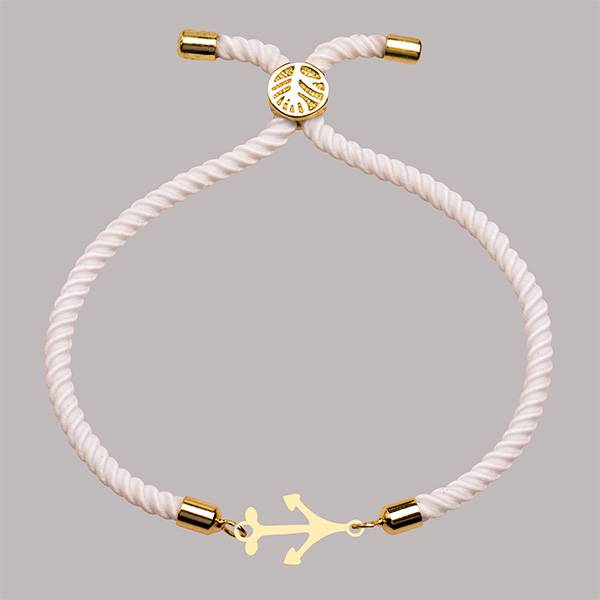 دستبند طلا 18 عیار دخترانه کرابو طرح لنگر مدل Krd1564
