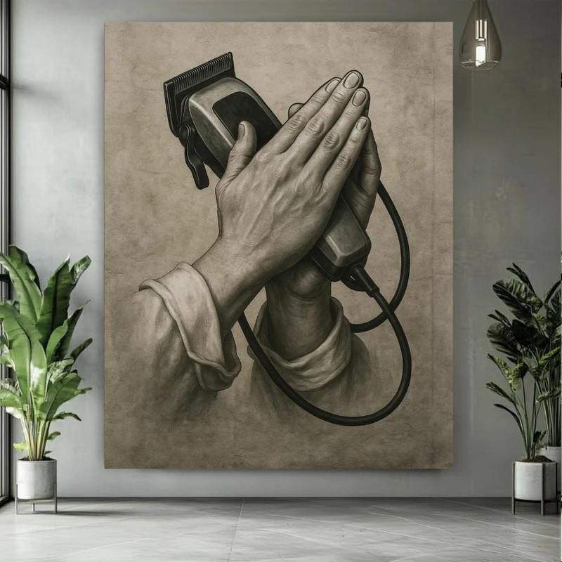 تابلو بوم طرح مخمل آرایشگری مدل دعای آرایشگر کد PY936