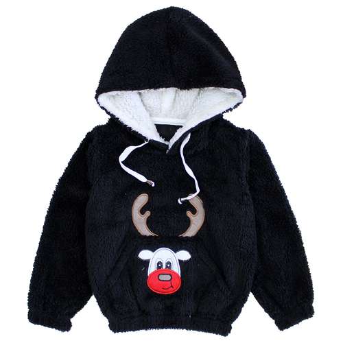 هودی دخترانه مدل گوزن رنگ مشکی