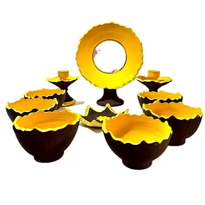 مجموعه ظروف هفت سین 10 پارچه مدل سفالی طرح کاسه ای