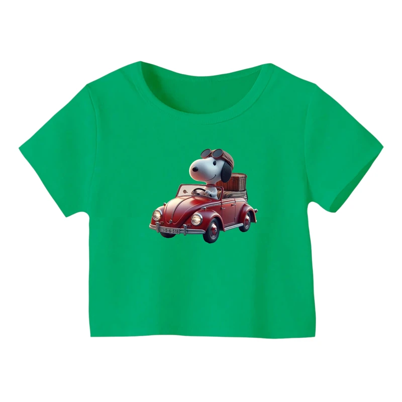 کراپ‌ تی‌شرت آستین کوتاه زنانه مدل اسنوپی کد ۳۶