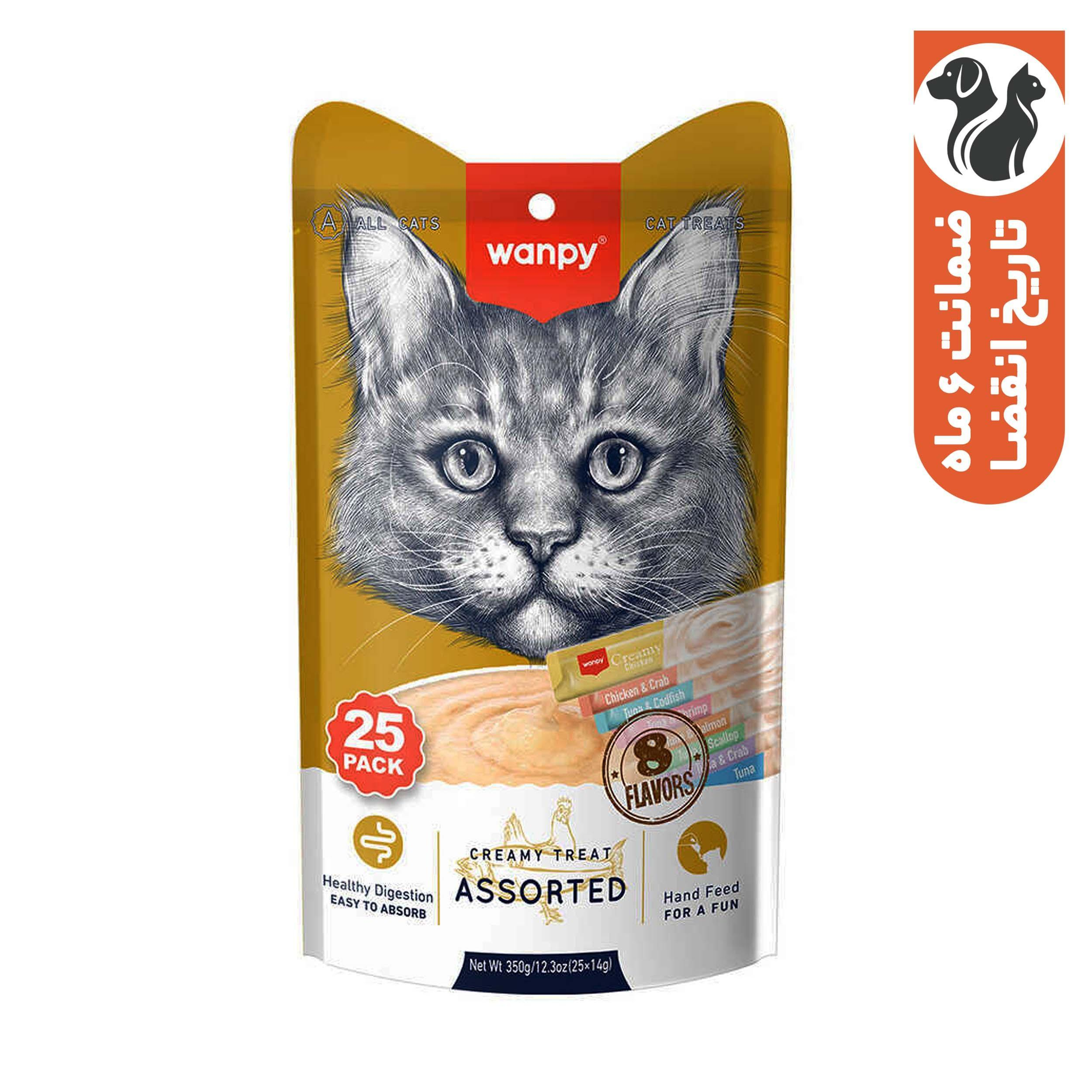 بستنی گربه ونپی مدل 8 طعم وزن 350 گرم بسته 25 عددی