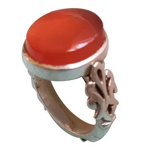 انگشتر نقره مردانه مدل عقیق عسلی رکاب دست ساز کد 1400520