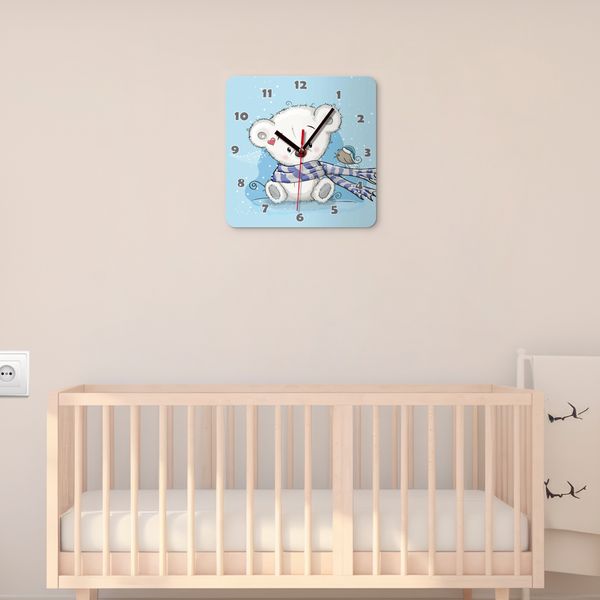 ساعت دیواری کودک باروچین مدل خرس شال دار کد c-112