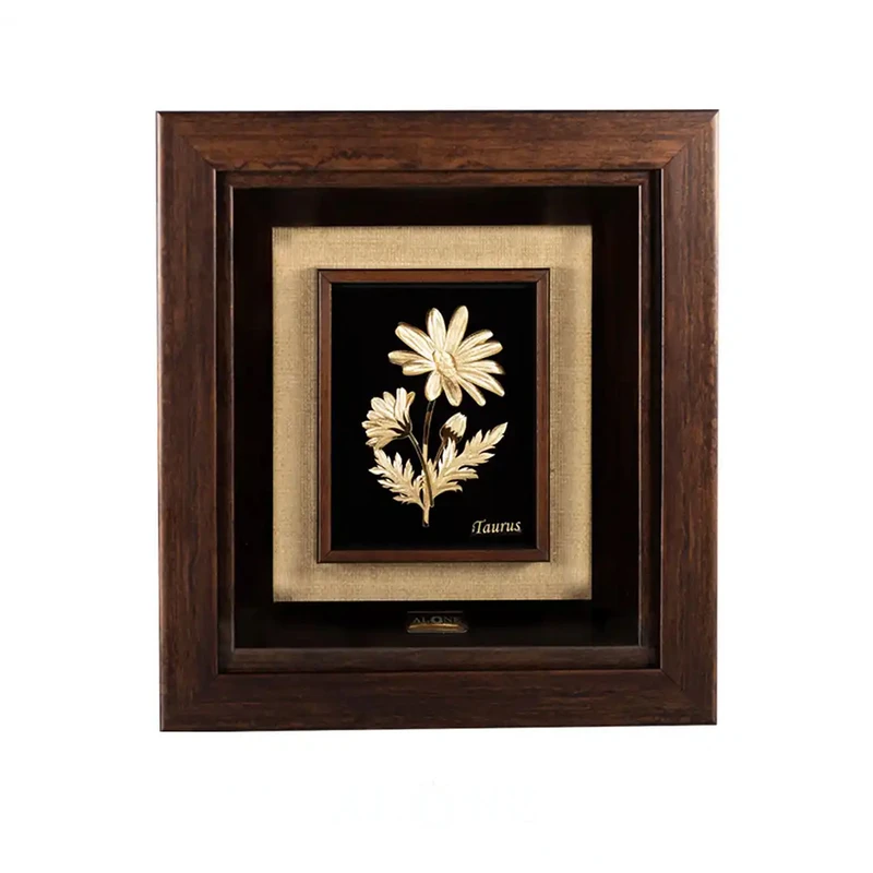 تابلو ورق طلا الون مدل گل بابونه