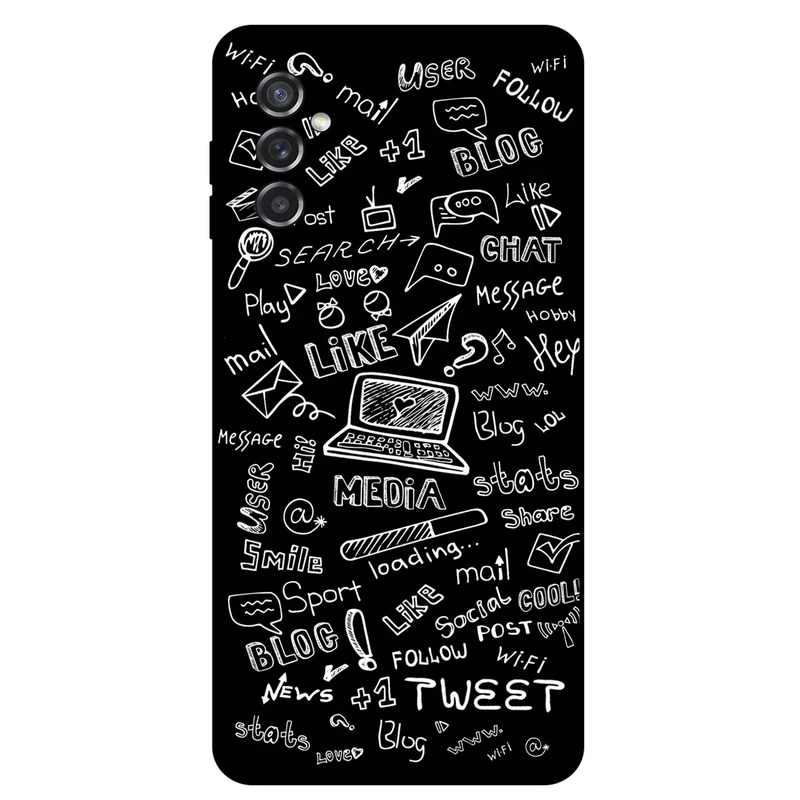 کاور مگافون طرح رسانه های اجتماعی مدل 1898 مناسب برای گوشی موبایل سامسونگ Galaxy M52         